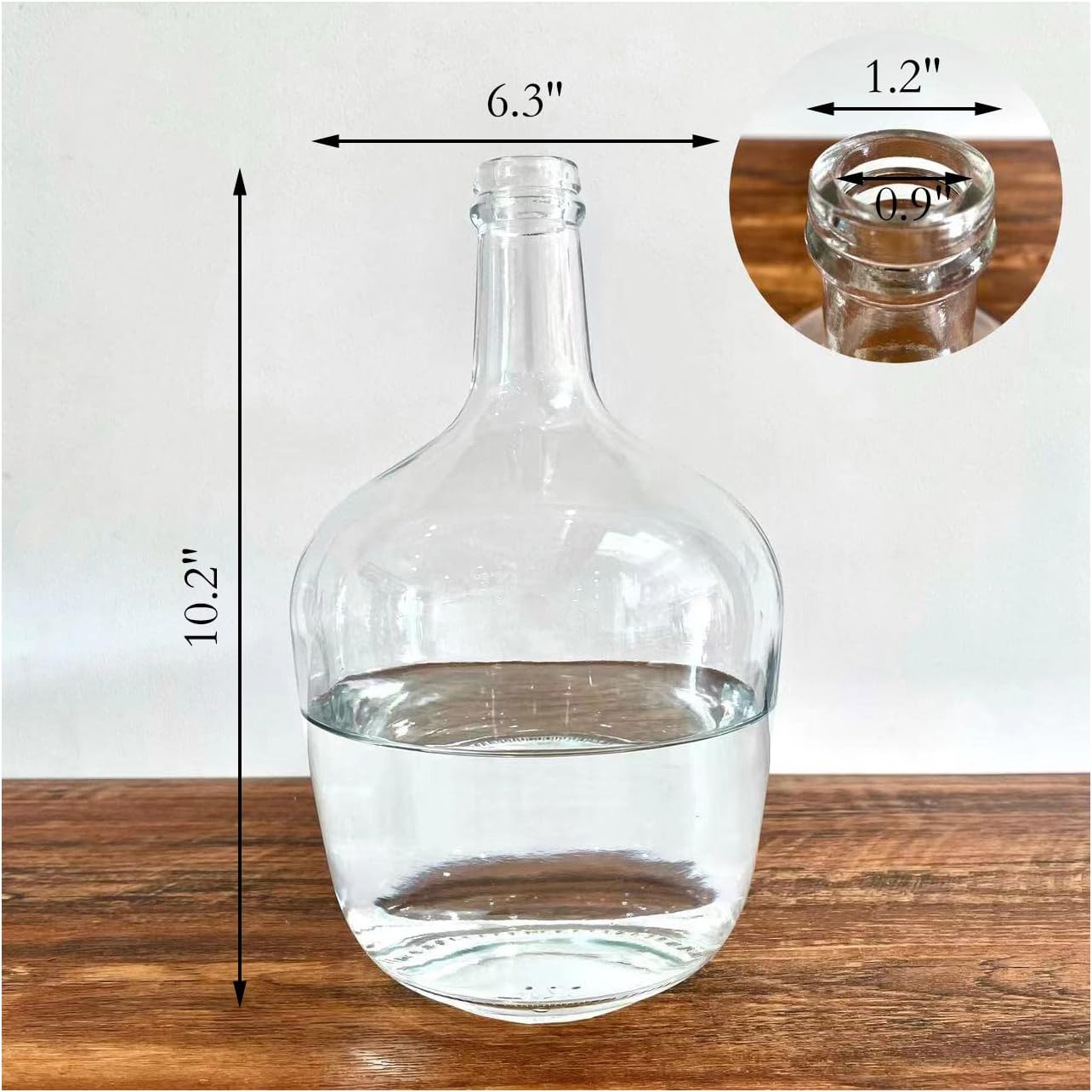 BUICCE Small Clear Glass Jug Vase Round Flower Decorative Bubble Vase for Pampas Grass Farmhouse Decor