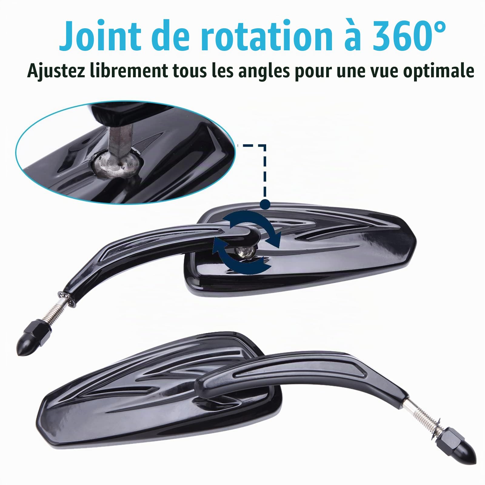 M8 8 mm Rétroviseurs moto Style unique Forme de feuille Rétroviseurs latéraux pour Softtail Slim Heritage Softail Breakout Roadster Sportster 1200