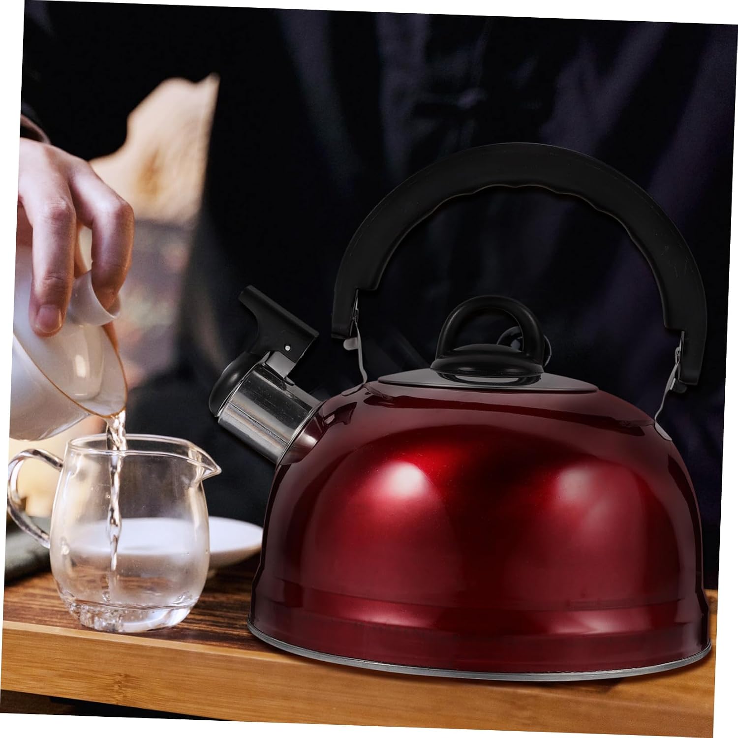 Healifty Stainless Steel Hemispherical Tea Kettle Whistling Stove Top Water Boiler with Ergonomic Handle Wide Opening for Easy Cleaning Household Teapot for Fast Boiling