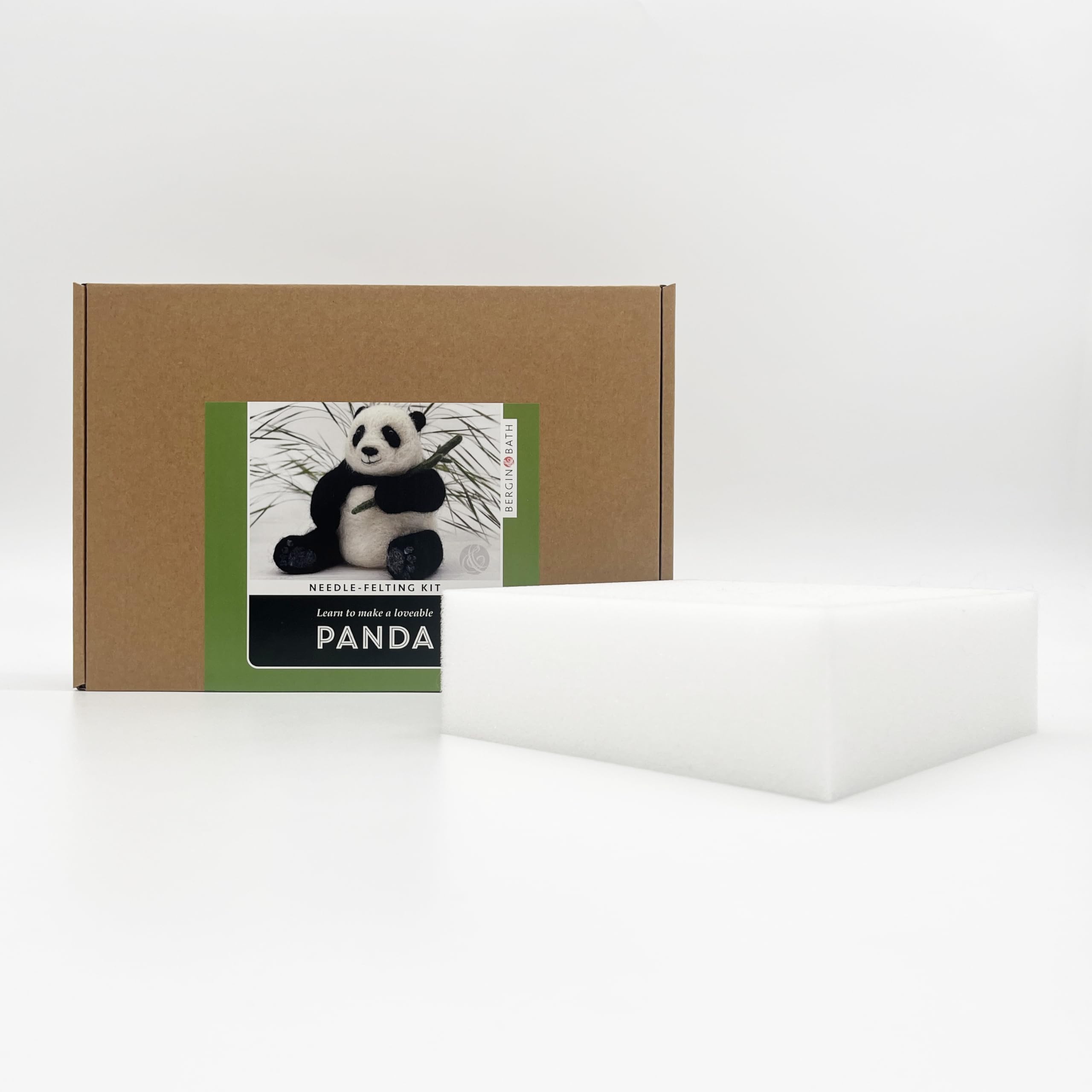 Bergin & Bath Needle Felting Kit, Panda. Make a Life-Like Panda with This Planet Friendly Craft kit for Adults and Teens. (with Felting Mat)