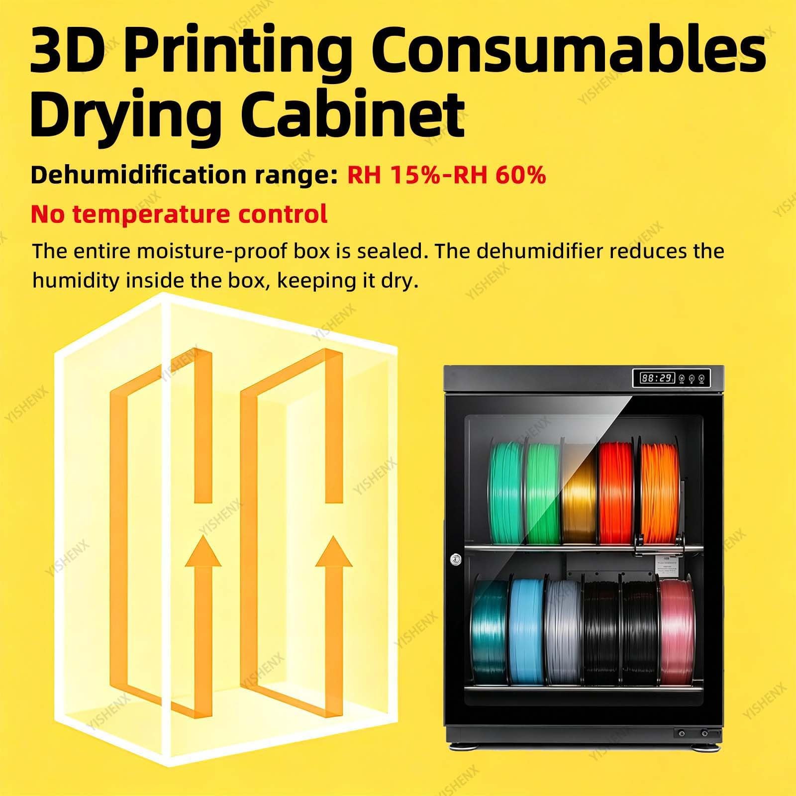 Szafa Susząca Do Materiałów Eksploatacyjnych Do Druku 3D, Zakres Osuszania: Rh 15% - Rh 60%, Adsorpcja Na Sicie Molekularnym, Drzwi Ze Szkła Hartowanego O Grubości 4 Mm, Studio(70L)
