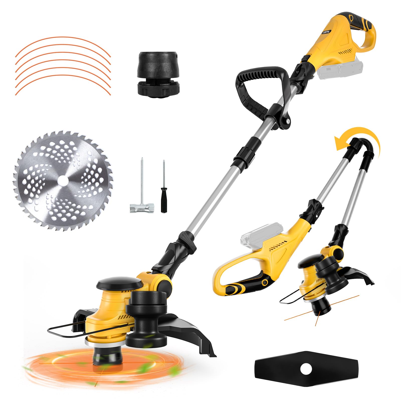 Tagliabordi a batteria compatibile con batteria Dewalt 20V, combinazione pieghevole 3-in-1 con motore senza spazzole, larghezza di taglio 30 cm e indicatore di stato della batteria. Tagliabordi