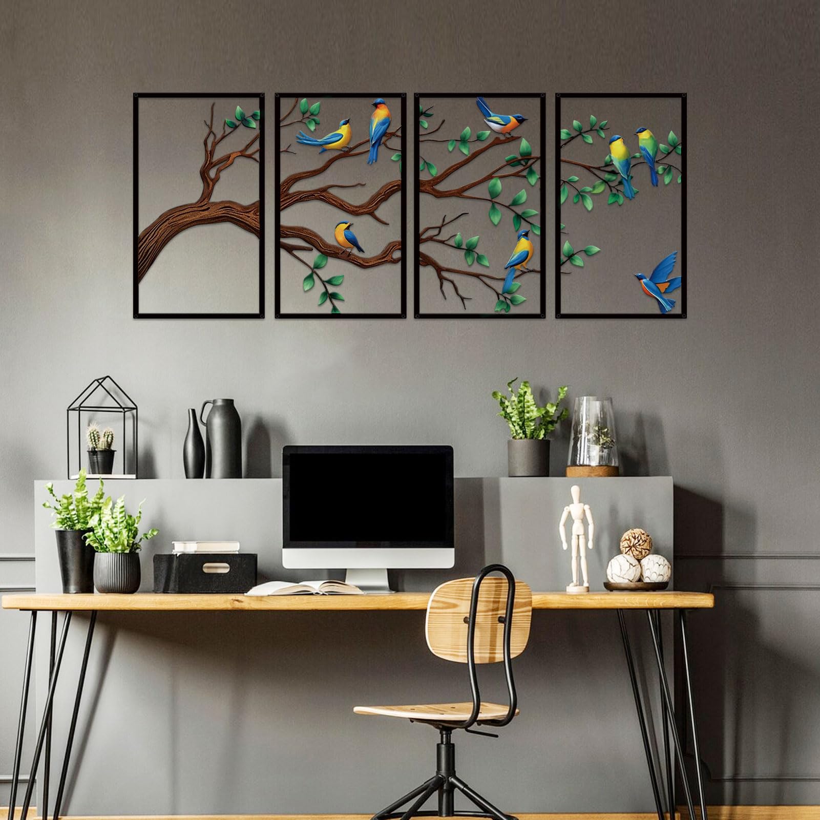 WyArt - Kunst Aan De Muur - Bloemen - Donkere Vaas Met Takken En Oranje Bloem 800x1200 Glas 4mm