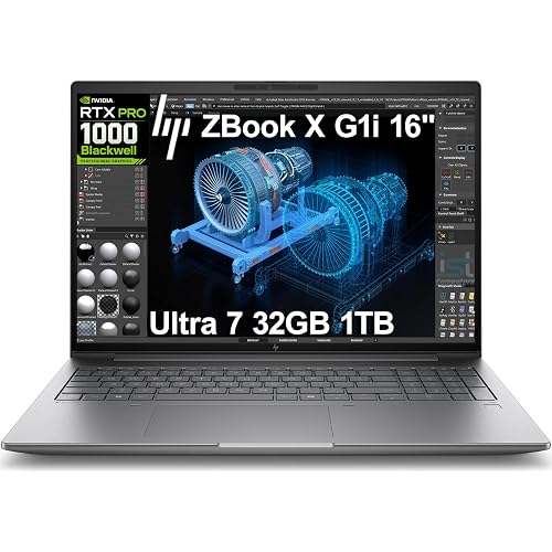 HP ZBook X G1i Laptop, NVIDIA RTX PRO 1000 Blackwell 8GB, Ultra 7 265H | 16" FHD+, 32GB DDR5, 1TB SSD, Next Gen ZBook Power, AI Mobile Workstation, Intel 16-Core, 3-Yr WRT, FP, Wi-Fi 7, Win 11 Pro