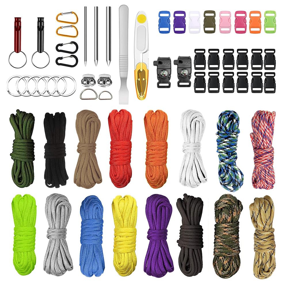 Paracorde 550 en nylon, 4 mm, kit de bandes multicolores parachute, bracelet DIY, porte-clés, laisse chien, 16 couleurs