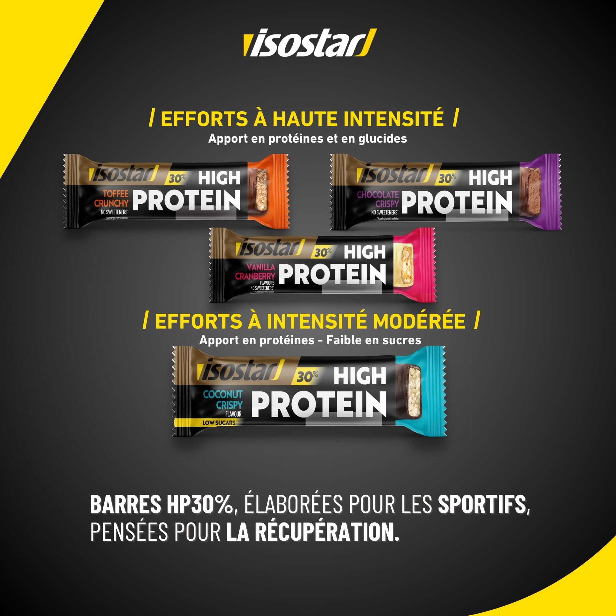 ISOSTAR – Barres High Protein 30 Coconut – Barres Protéinées Sport avec Glucides – Énergie & Récupération – Snack Fitness, Cross Training & Musculation – 16 barres (16 x 55 g)