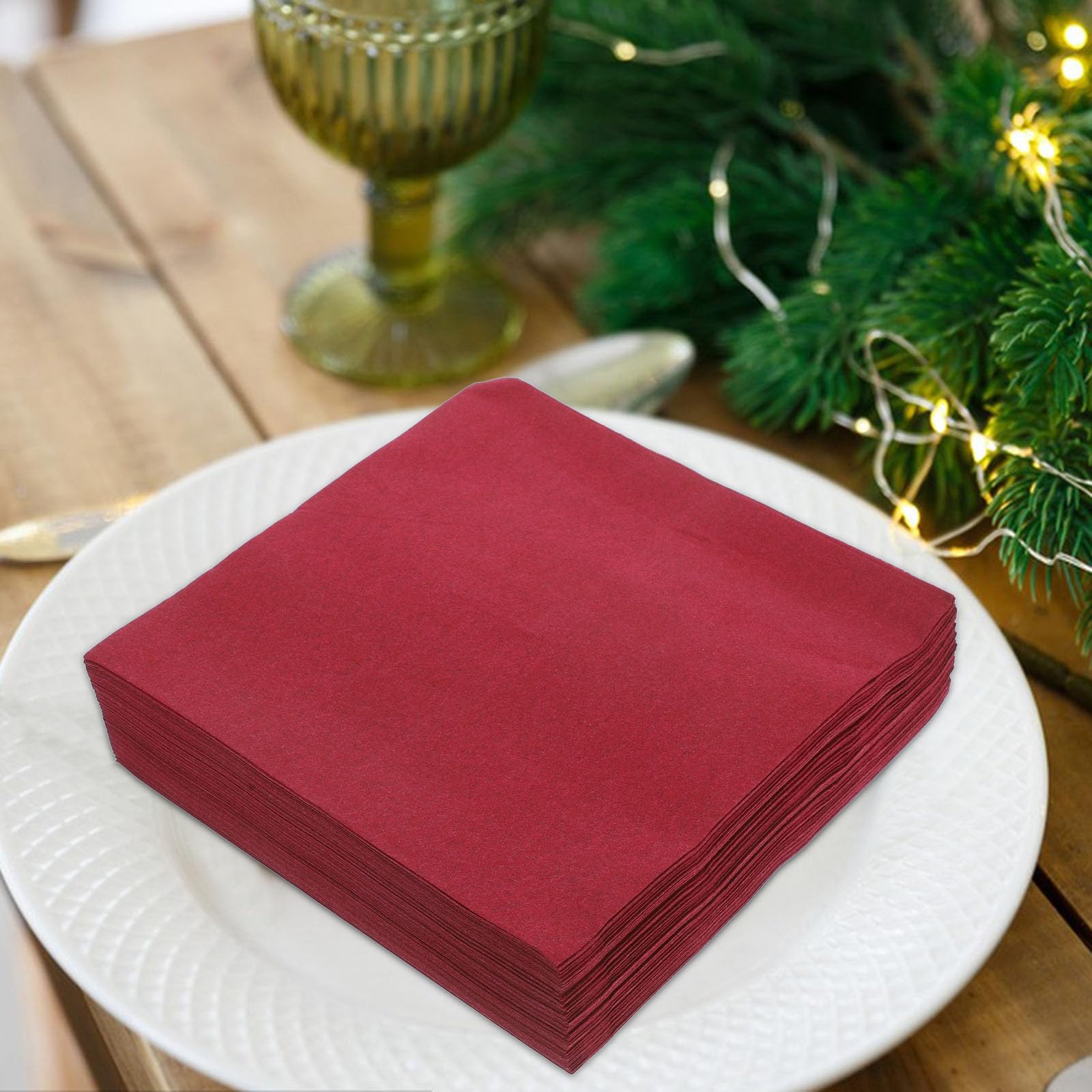 ibasenice Servilletas de Papel Desechables Hechas de Pulpa de Madera para Cócteles y Fiestas, 50 Piezas, Suave y Absorbente Ideales para Bares y Eventos Navideños