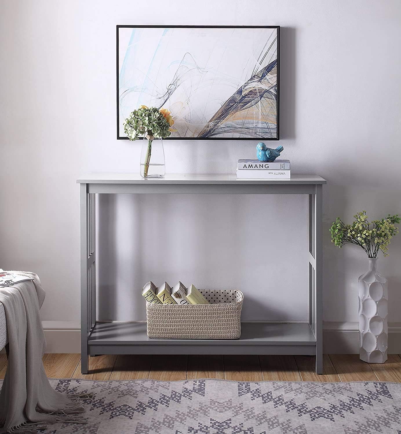 Convenience Concepts Mission Console Table with Shelf, Gray