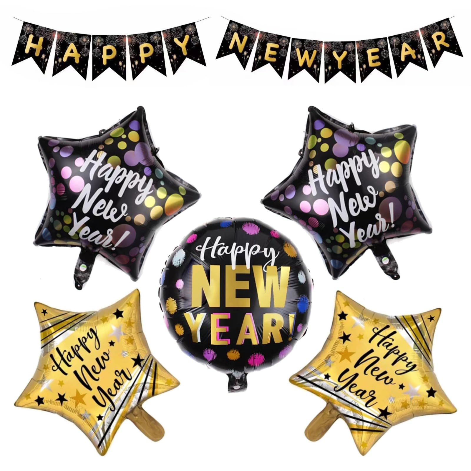 New Years Decorations 2024 Balloons Set - Pack of 6 | 18 inch Shiny New Years Balloons, Happy New Year Decorations 2024 | New Years Eve Party Supplies 2024