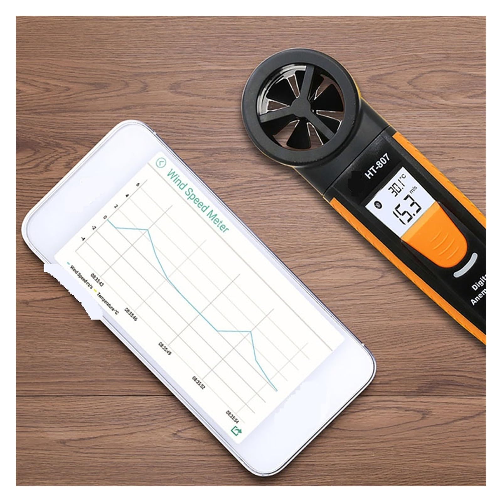 Mini Cyfrowy Anemometr Ręczny Tester Prędkości Wiatru Termometr Miernik Precyzyjny Pomiar