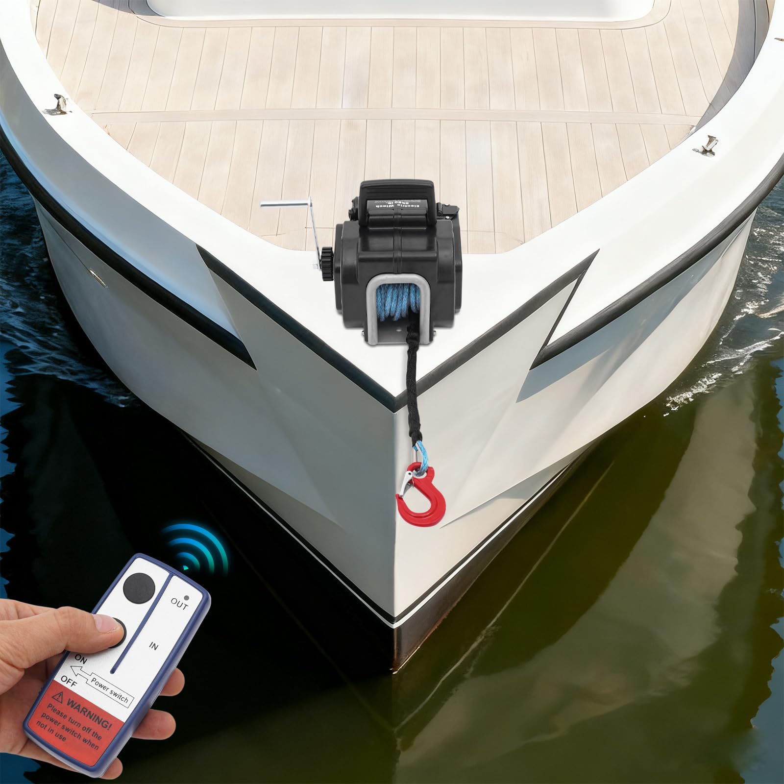 Verricello elettrico da 12 V, 2900 kg, con telecomando a cavo, forte motore magnetico permanente, verricello per barca, rimorchio, fuoristrada, verricello elettrico 12 V, ingranaggio 465:1