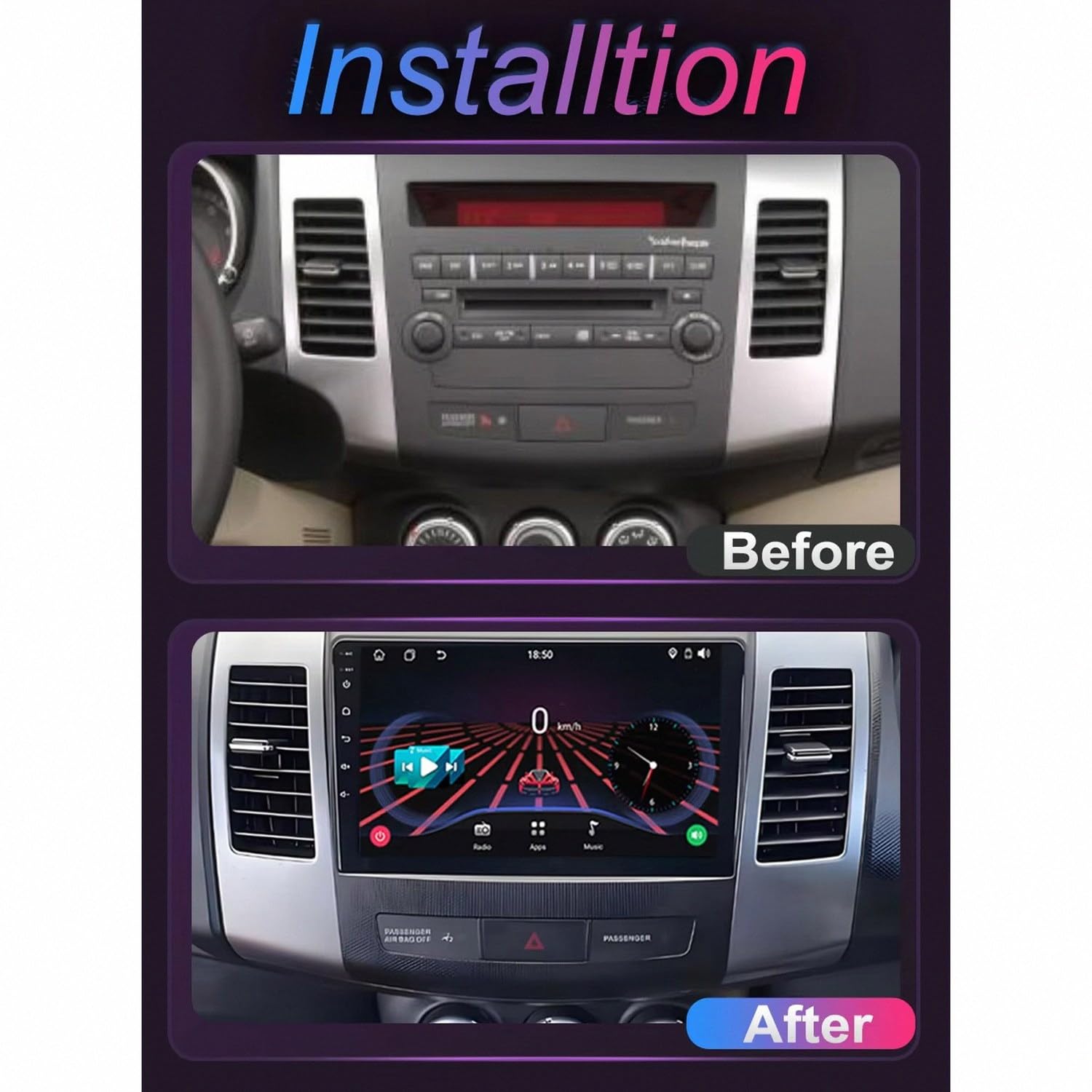 Nawigacja Gps, Multimedia, Wideo dla Citroen C-Crosser 1 2007-2013 Przenośny Ekran Dotykowy Apple Carplay, Nawigacja Gps/Sterowanie Głosowe/Mirror, 8 Rdzeń 8G+256G