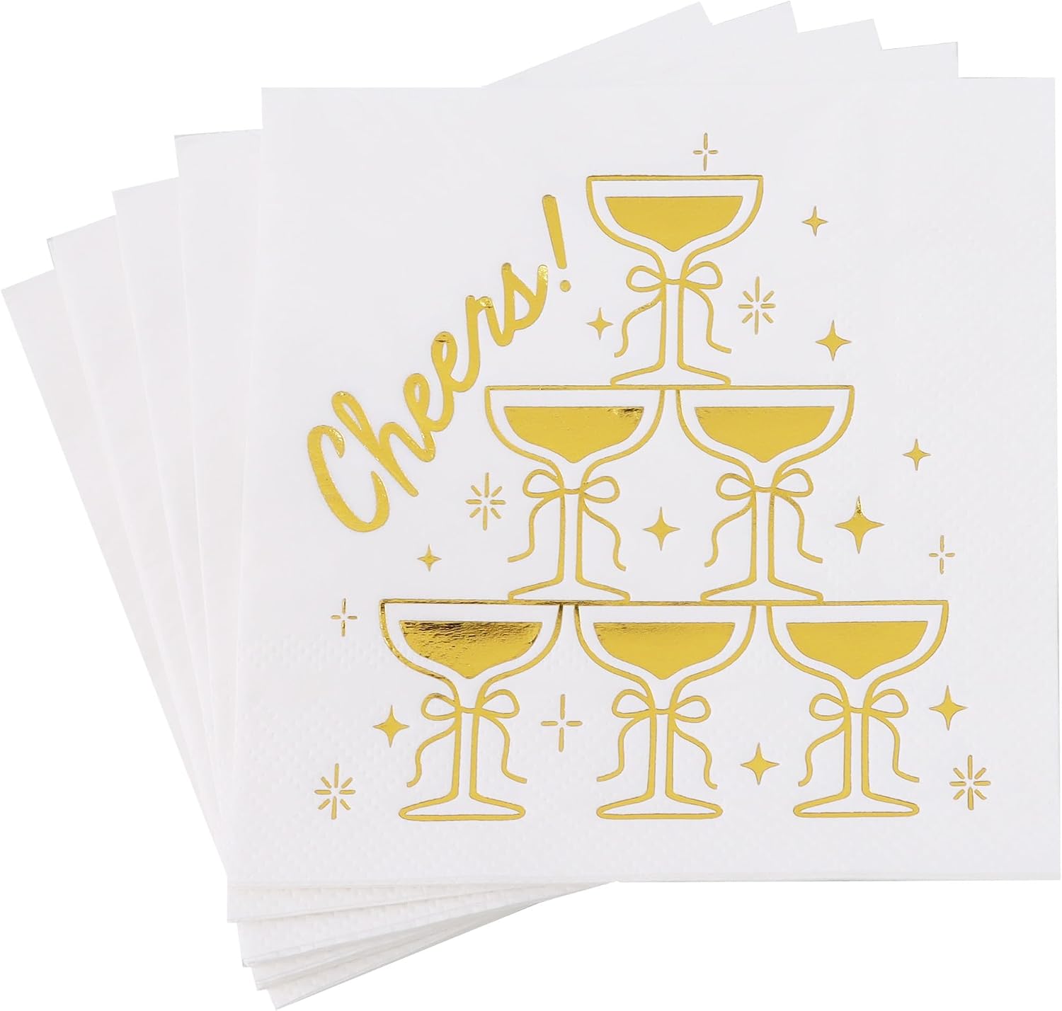 Vuzvuv 52 Pack Silver Foil Cheers Cocktail Napkins - Cheers Hand Napkin for Birthday Anniversary Celebratory Party Supplies Decorations Table Decor(5" Folded 3 Ply-Blue)