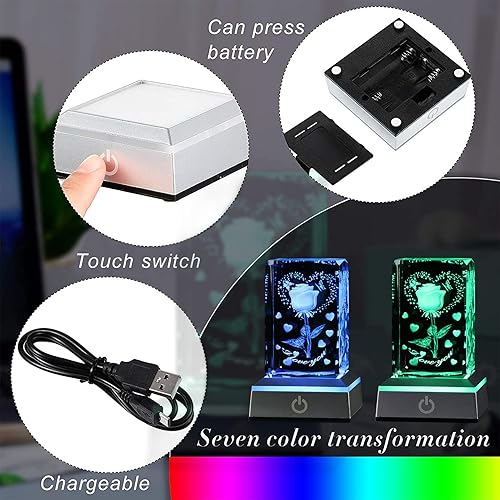 Miniatura 2 de YWHL Cristal romántico grabado en 3D con texto en inglés "I Love You", regalos para su novia, esposa, en aniversario, día de la madre, regalos de