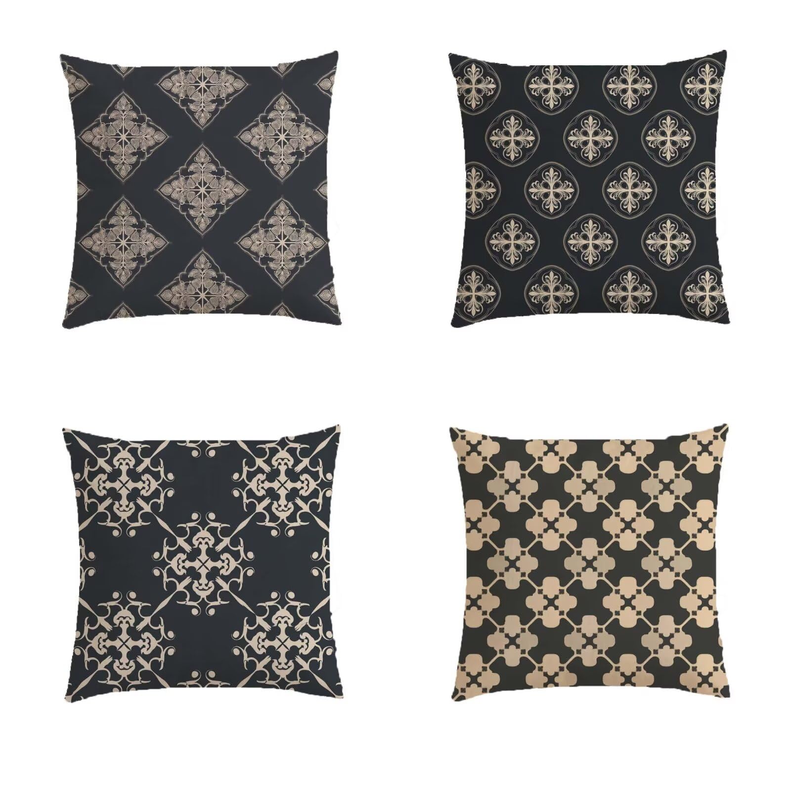 Housse coussin 45x45cm imperméable double face avec motif grille bohème