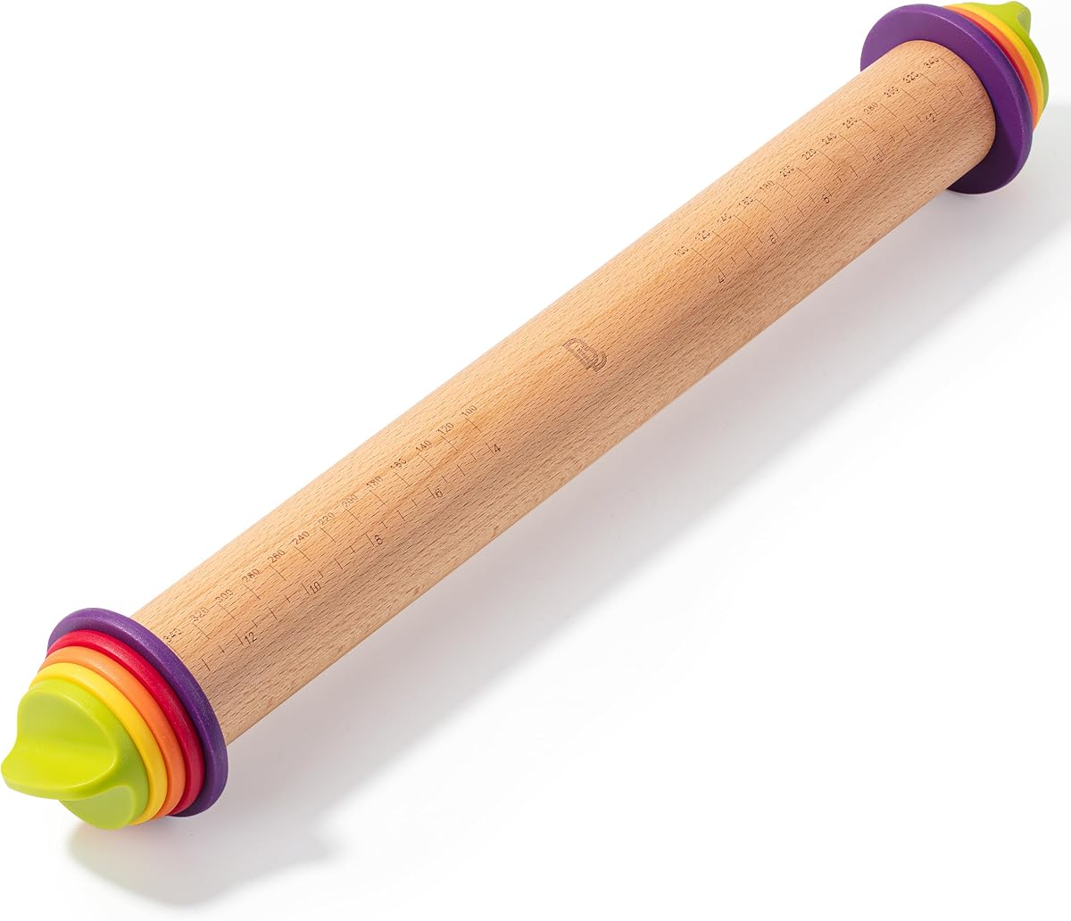 BAMBOO LAND- Adjustable Rolling Pin with Thickness Rings, 13.8", 4 Rings | 2-10 mm / 1/16"-3/8", Wood Rolling Pins for Baking Bread, Pizza Doughs