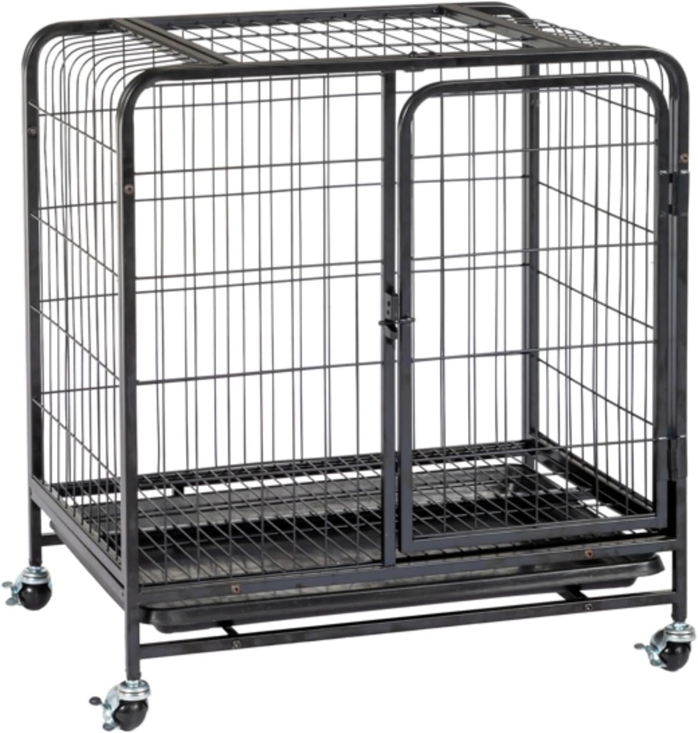 Cat Cage, 21 Inch Upgraded Metal Cat Enclosure, Indoor Ferret Cage Includes 360° Rotating Lockable Wheels, Double Door, Pull-Out Tray, Kitten Crate Cat Kennel 24.4" L X 17.3" W X 26" H