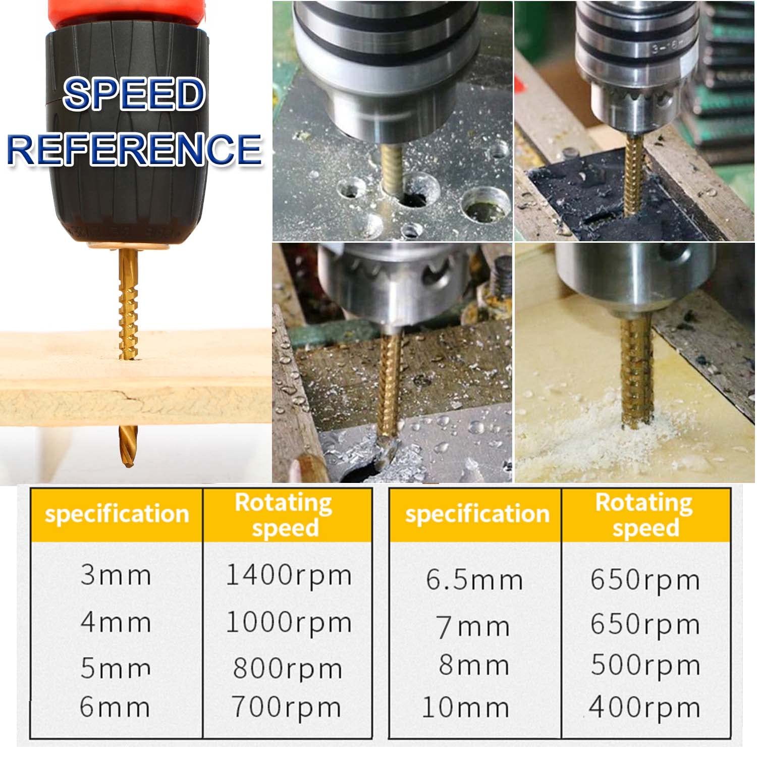 8 Pack Titanium Coated HSS Twist Drill Bits 3-10mm G48526
