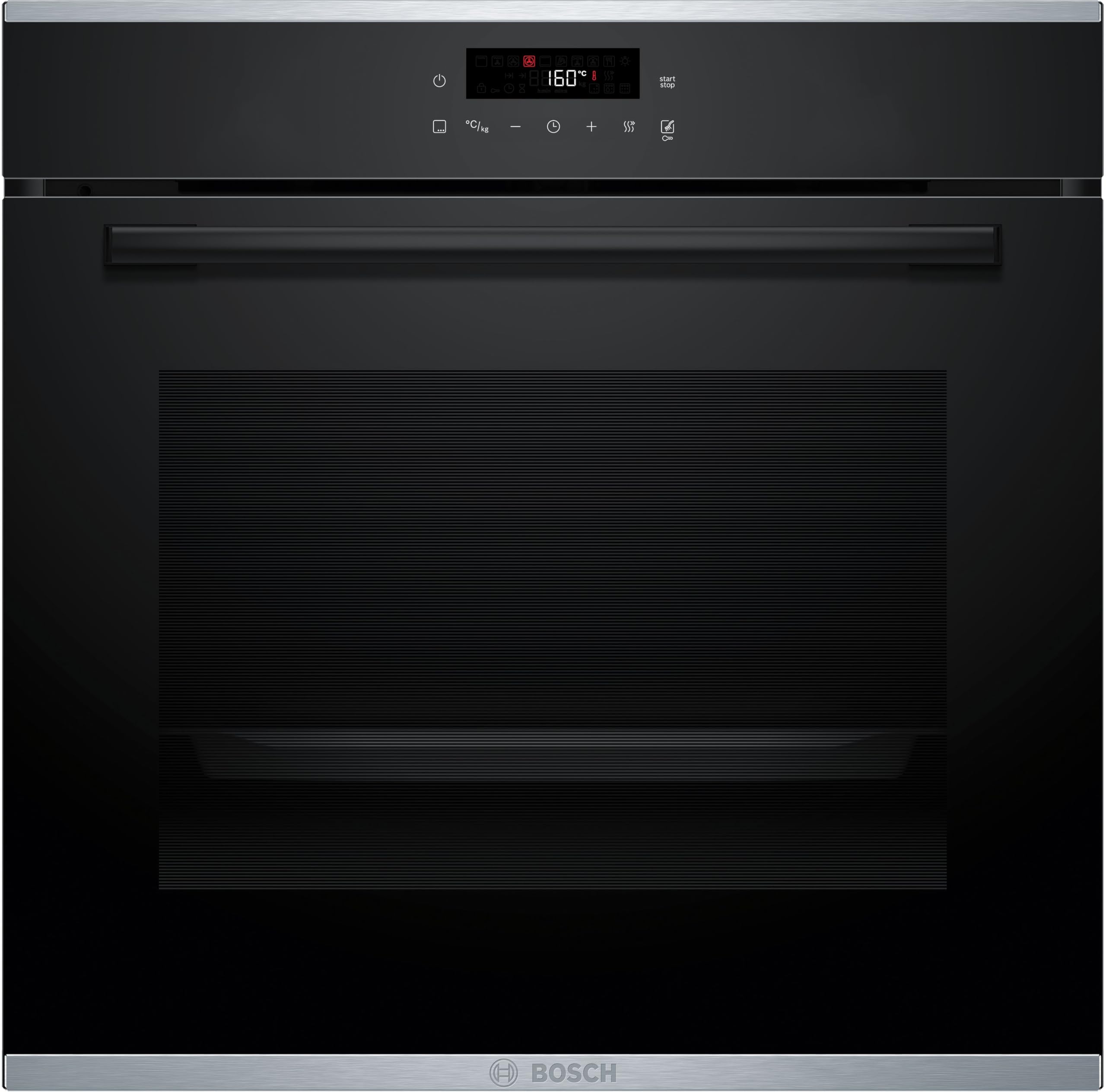 Bosch HBA272BB3, Serie 4, Einbau-Backofen, 60 x 60 cm, Pyrolyse-Selbstreinigung, LED Touch Control, 3D-Heißluft, 10 Automatikprogramme, Hydrolytische Reinigungshilfe, Schnellaufheizung, Schwarz