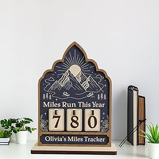 Custom Running Miles Tracker Sign Gifts for Runner, Running Log Sign with Personalized Color for Men Women, Yearly Mileage Tracker, Wooden Mile Counter, Fitness Décor, Runner Lover Gift 5