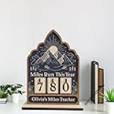Custom Running Miles Tracker Sign Gifts for Runner, Running Log Sign with Personalized Color for Men Women, Yearly Mileage Tracker, Wooden Mile Counter, Fitness Décor, Runner Lover Gift 5