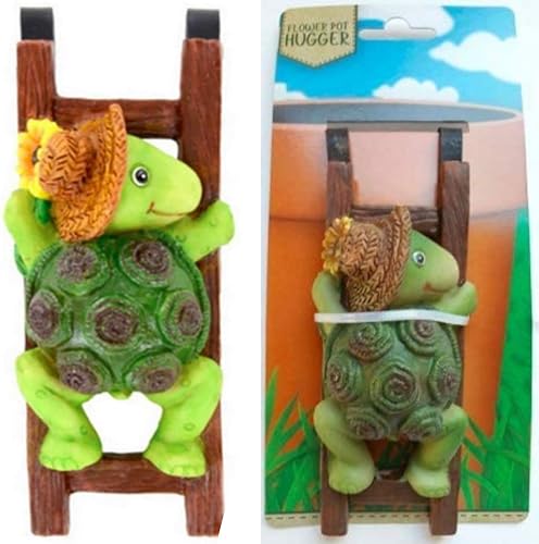 Maceta Figura Hugger Decoración de jardín de tortuga (2 piezas) Obtén todas las divertidas colecciones de escaladores de Pot Pal Decoración de