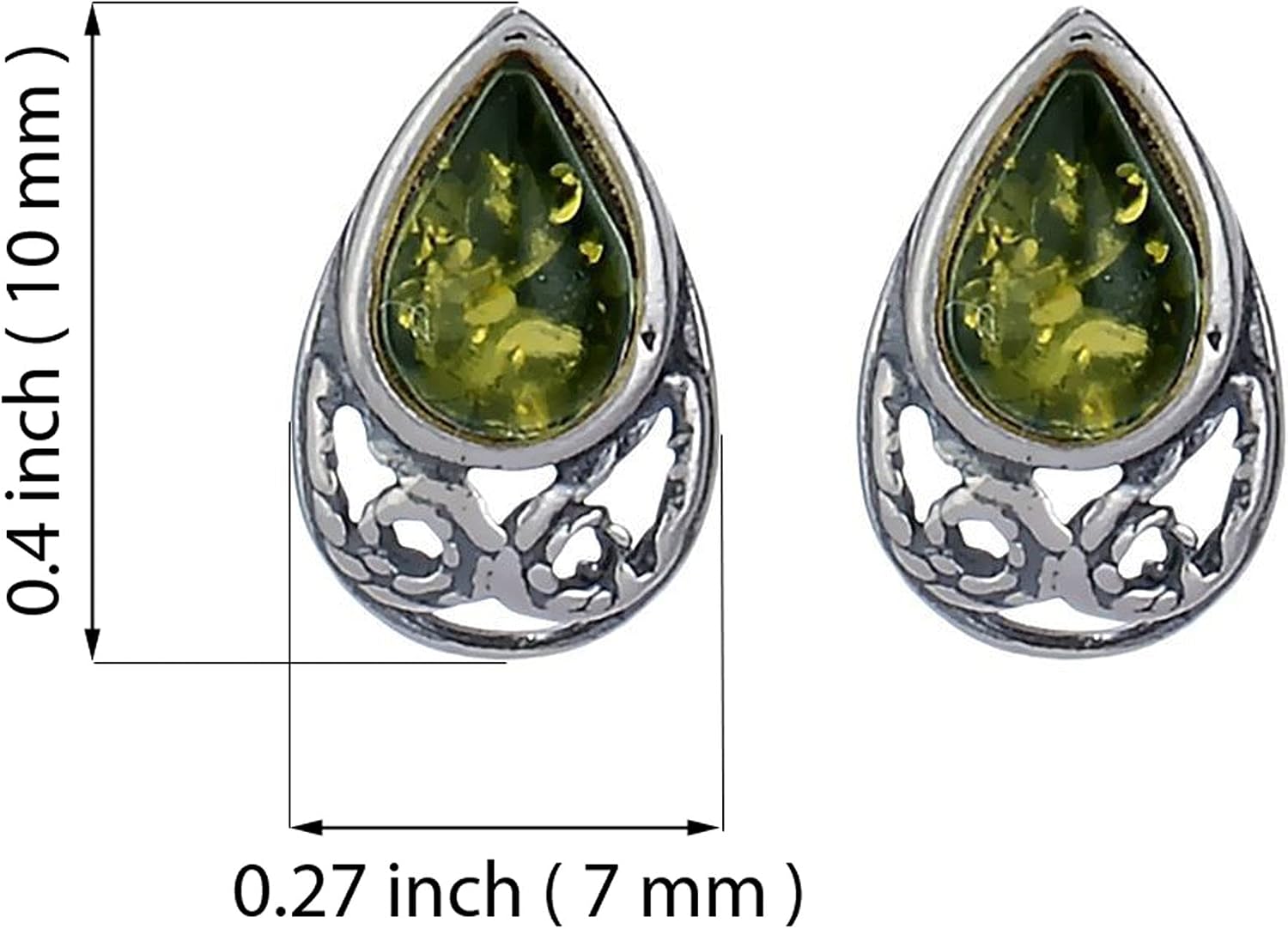 Amber Earrings - Baltic Green Amber Dangling Earrings for Women "Phoebe" - Sterling Silver Jewelry Collection