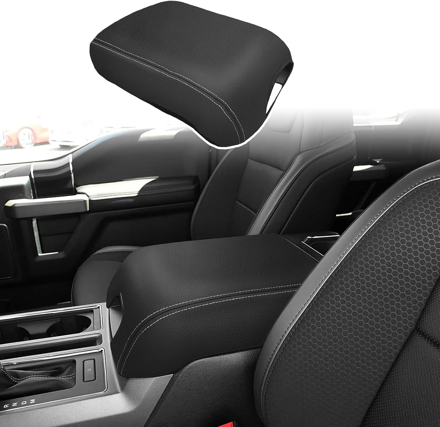 ramuel Compatible with Center Console Armrest Cover Pad PU Leather Arm Rest Mat Middle Console Covers Lid Protector Pad for Ford Escape 2013 2014 2015 2016