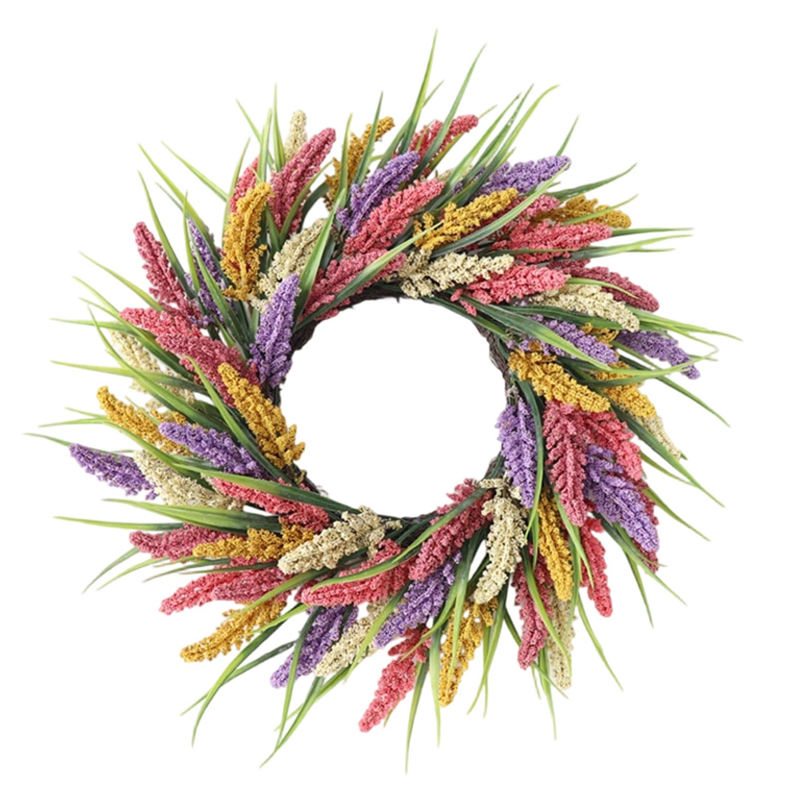 Realistic Wheat Wreath for Front Door Mantels Decoration Artificial Wheat Ears Wreath for Thanksgiving and Fall Harvest Festival Celebration Simulation Particle Door Deck