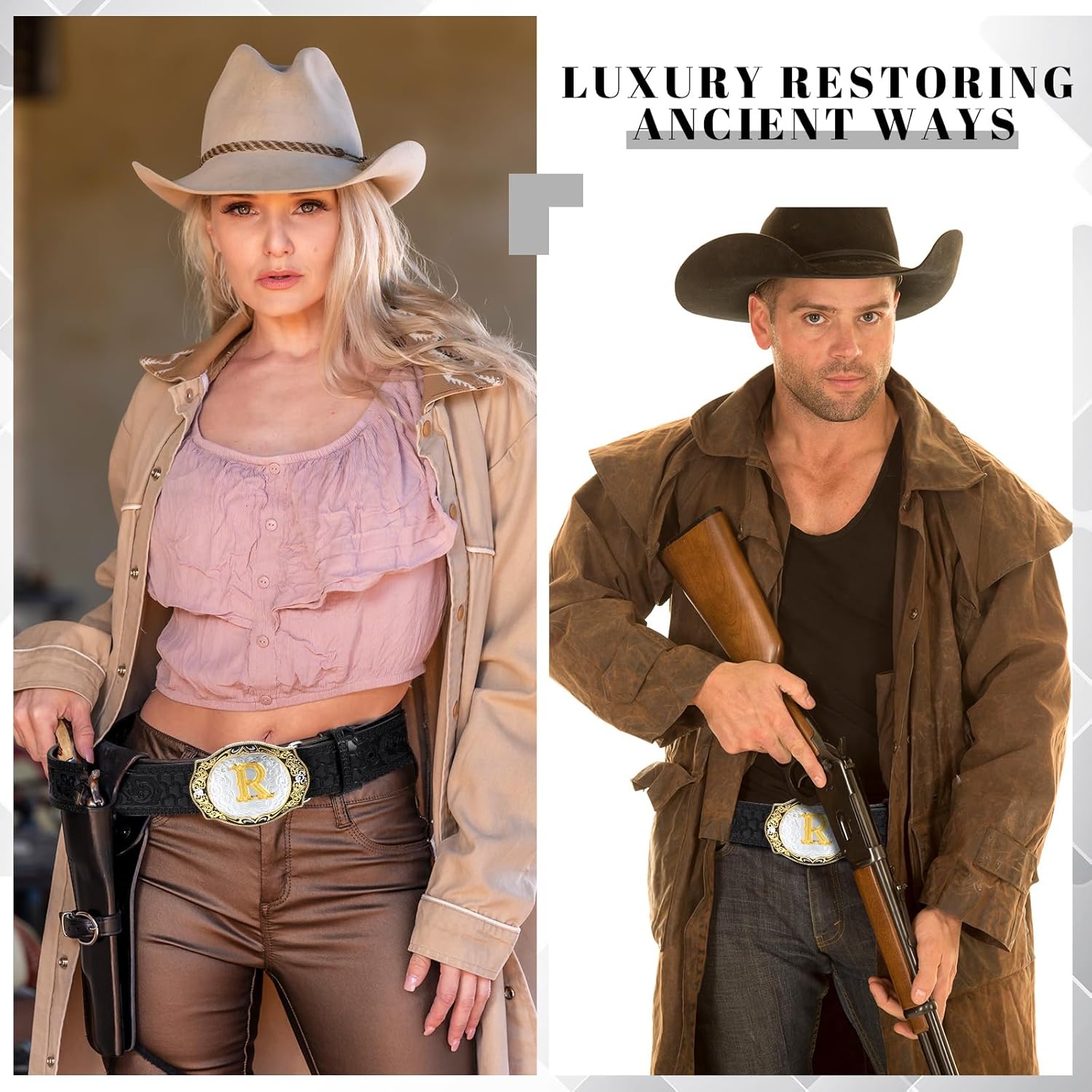 Jadive Mens Cowboy Belt with Buckles Western Initial Leather Belts for Men with Letters for Jeans Women Cowgirl Rodeo - Image 7