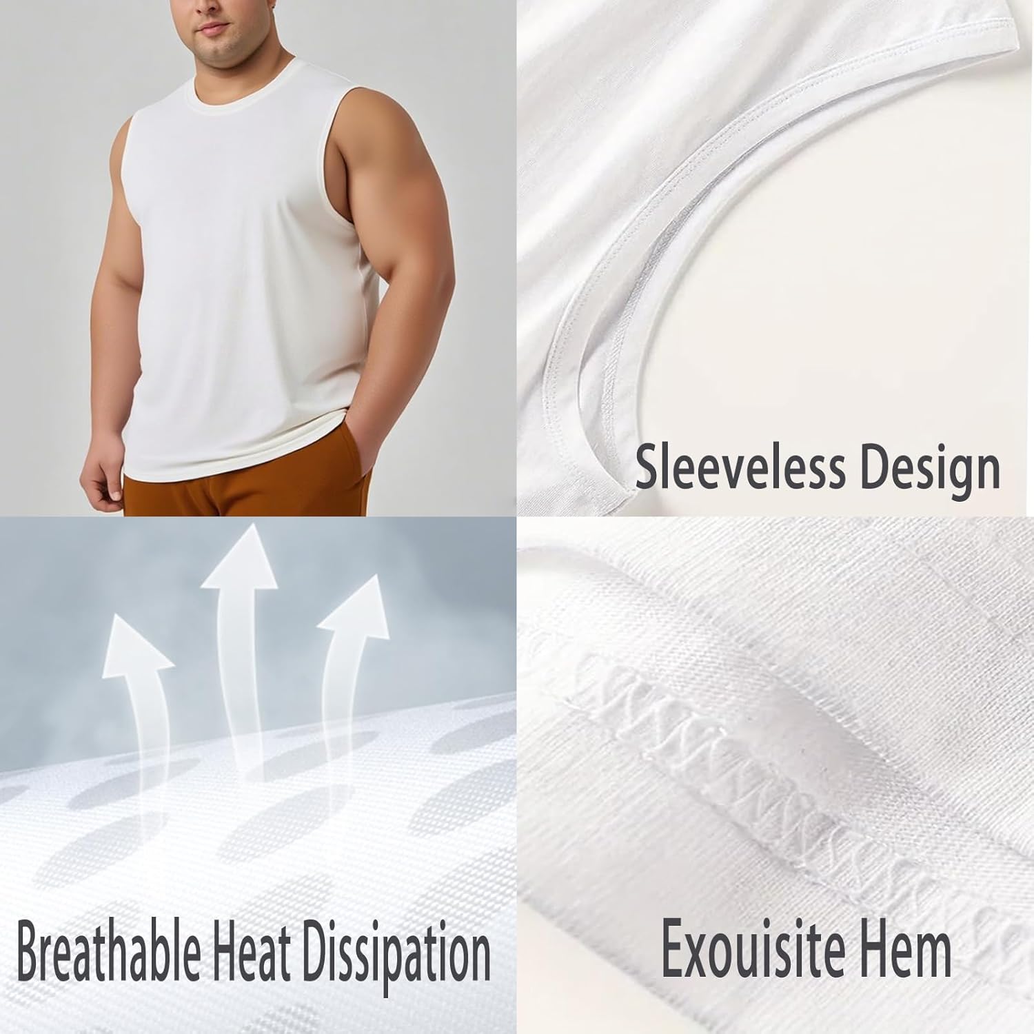 Big and Tall Tank Tops for Men Plus Size Workout Sleeveless Undershirts Tee Shirts Cotton Mens Tank Tops Xl-9Xl