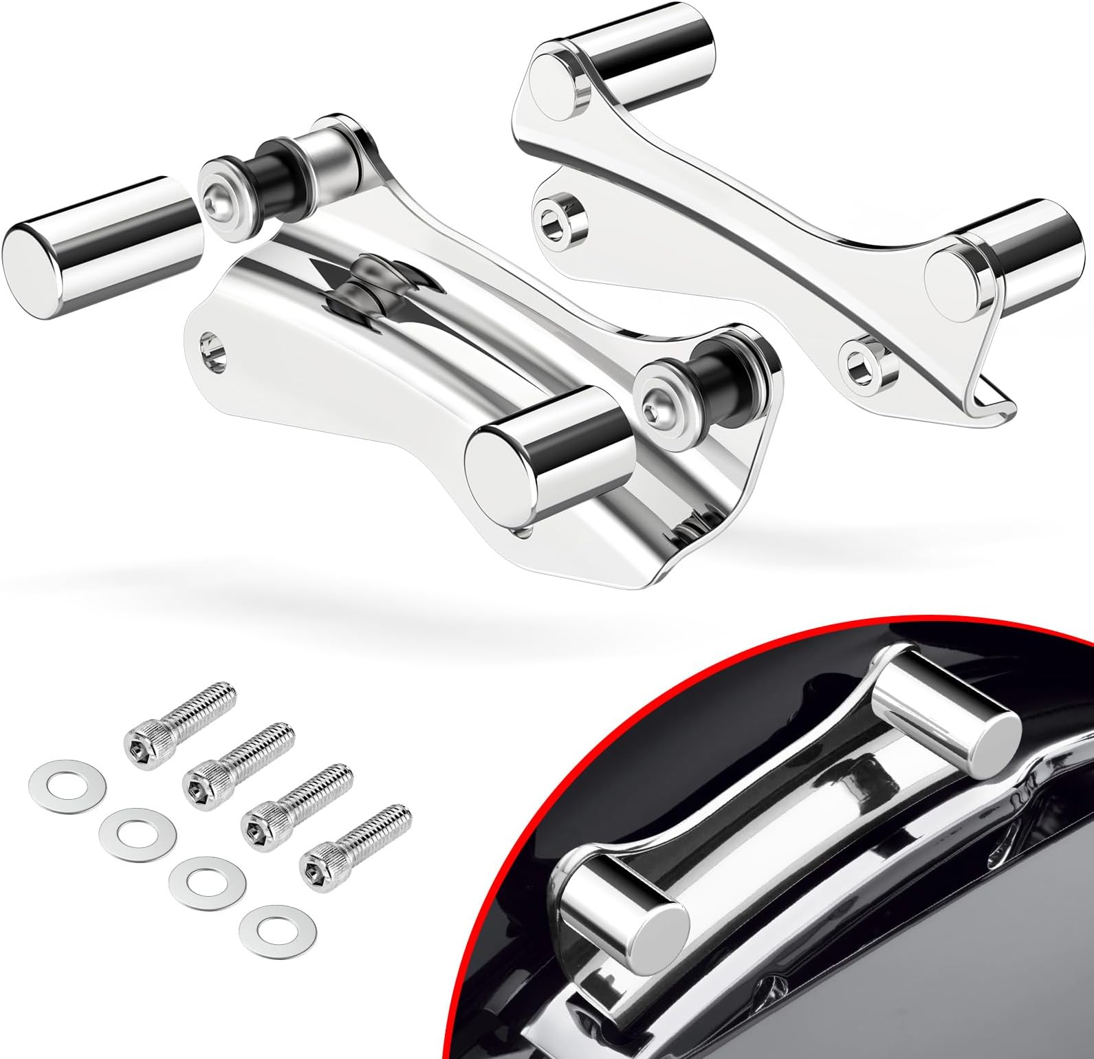 Chrome 4 Point Docking Hardware Covers Kit Compatible for Harley Davidson Touring Street Glide, Electra Glide, Road Glide, Road King 2014-2024