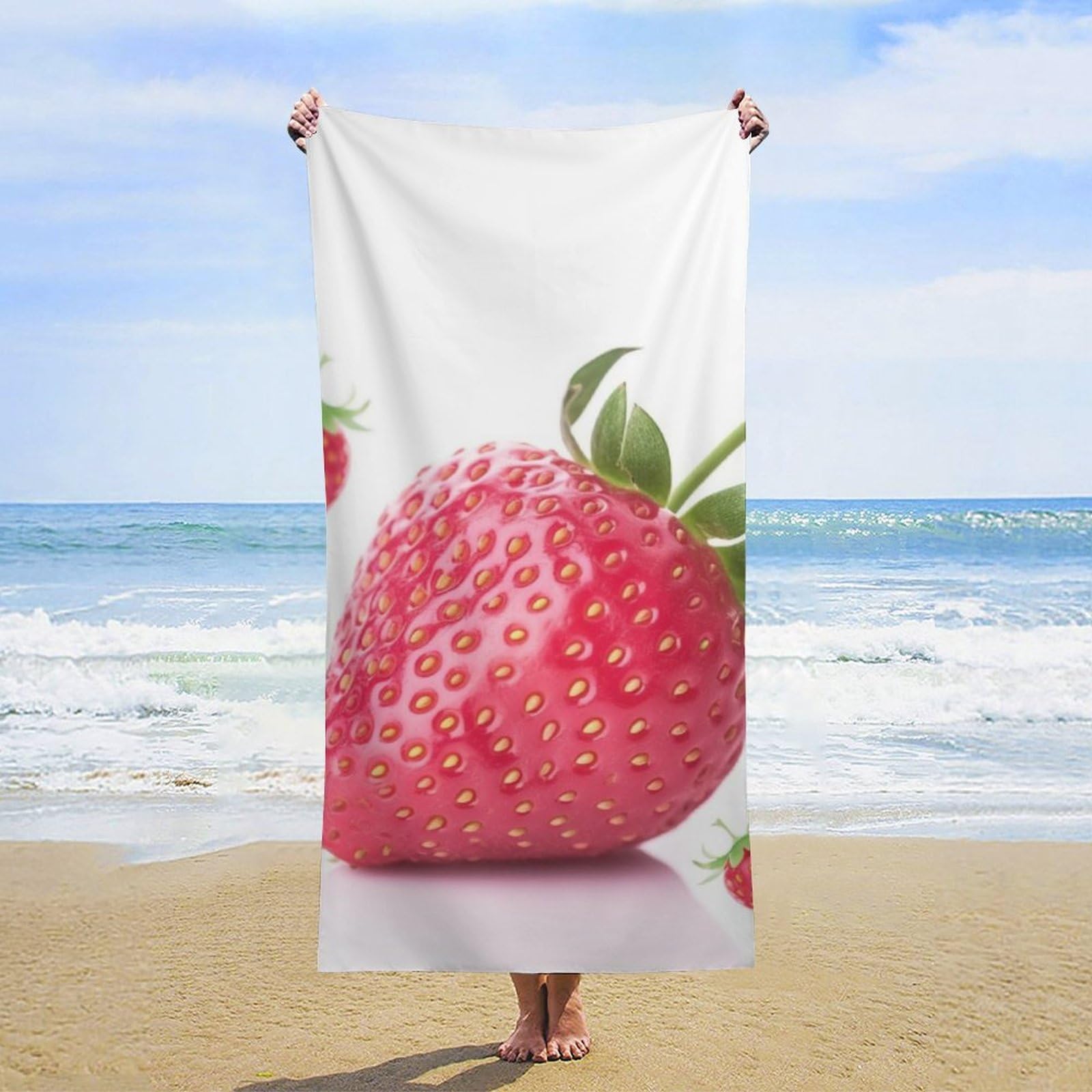 NTVOWPZO Strawberry Beach Towel Oversized Microfiber Bath Towels Lightweight Sand Proof Beach Towels Absorbent Pool Towels for Swimming Yoga Bathroom Towel 31.5" X 63"