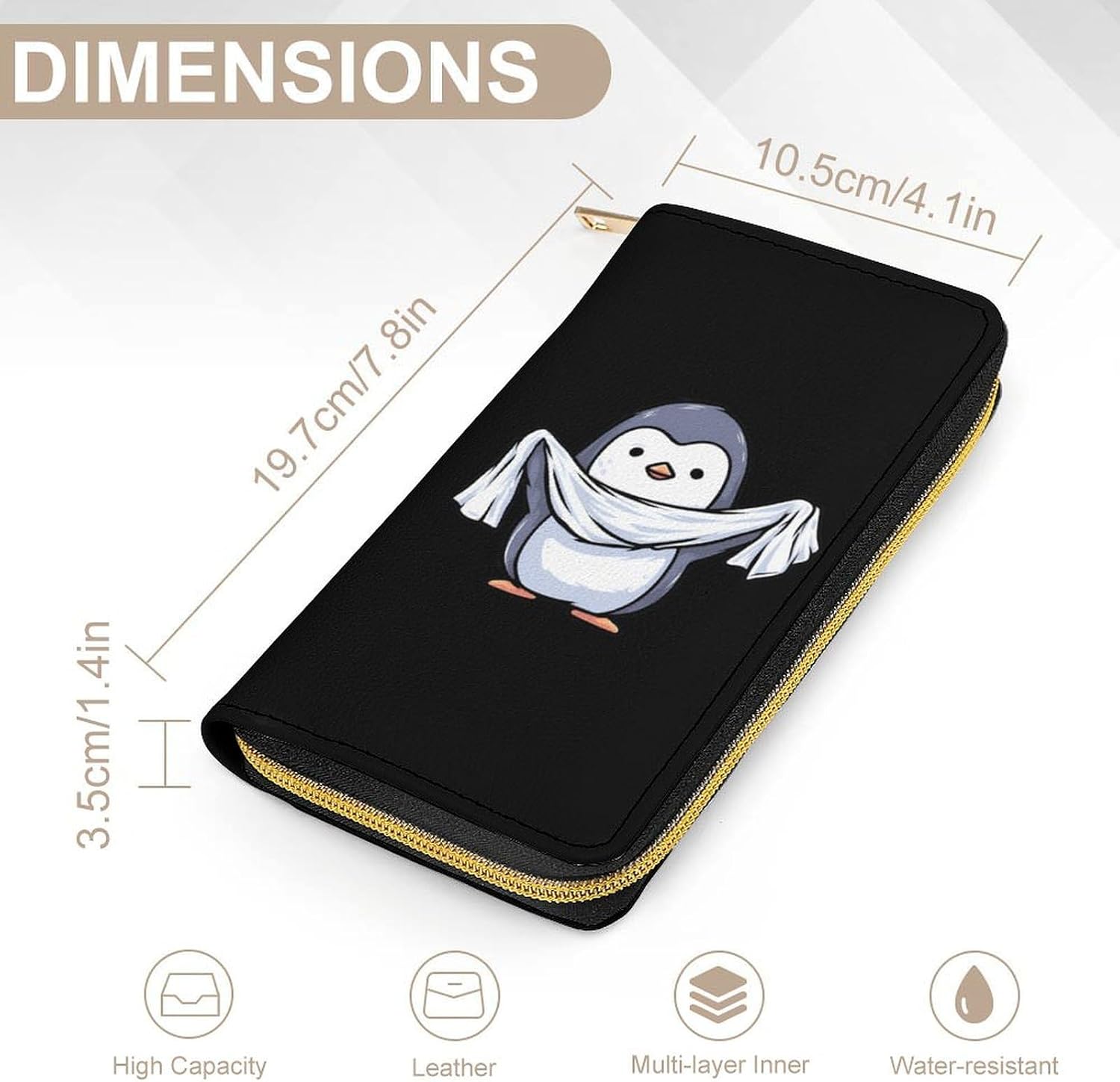 Cute Penguins Long Zippered Pouch for Men And Women Large Clutch Cash Wallet with Credit Card Slots