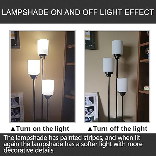 Miniatura 6 de Pantalla de cristal pintada de línea blanca, reemplazo de globo cilíndrico para lámpara de tocador (blanco, paquete de 3)