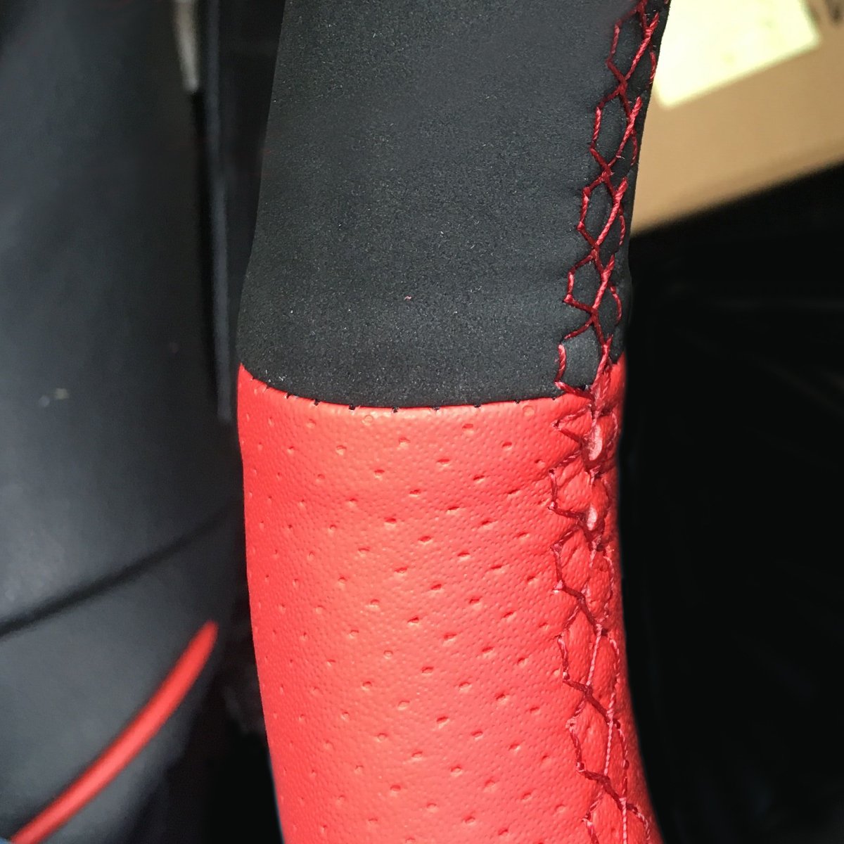 Personalizado rojo artificial cuero negro ante funda para volante de coche para Infiniti G25 G35 G37 QX50 EX25 EX35 EX37 2008 – 2013 con marcador rojo