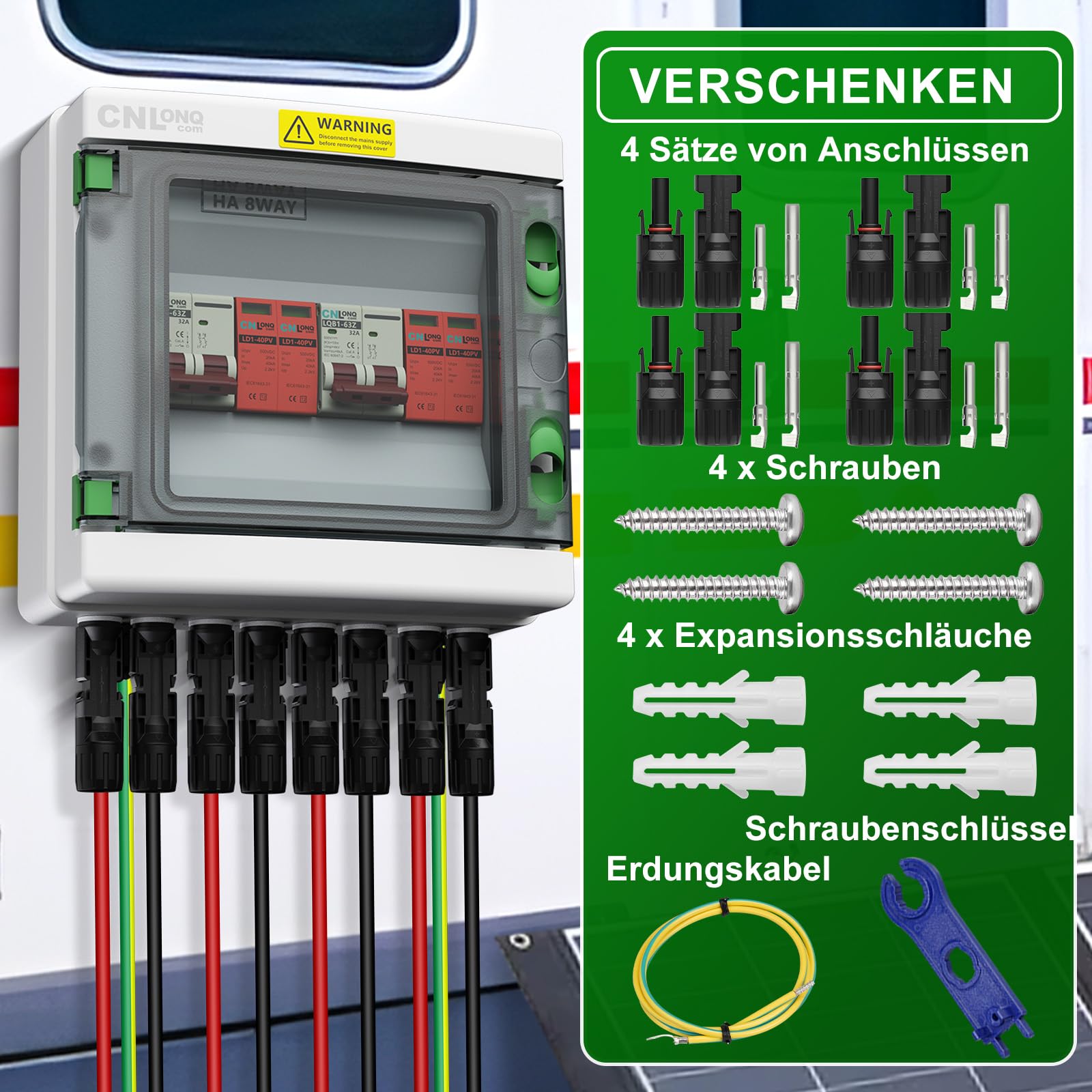 Überspannungsschutz PV DC 500V 32A Trennschalter Blitzschutz 2 String 2 In 2 Out Mit IP65 Solar PV Anschlusskasten Für PV Anlage Komplettset