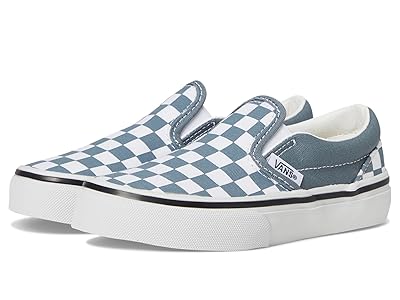 Vans Kids Classic Slip-On (Little Kid) Kids Shoes Color Theory Checkerboard Stormy Weather : 1.5 Little Kid M, Canvas