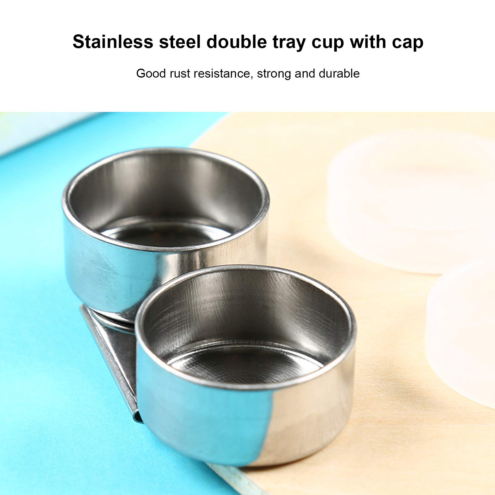 6Pcs Palette Cup with Lid and Clip, Double Dipper Palette Cup Stainless Steel Double Palette Cup Turpentine Solvent Container for Painting