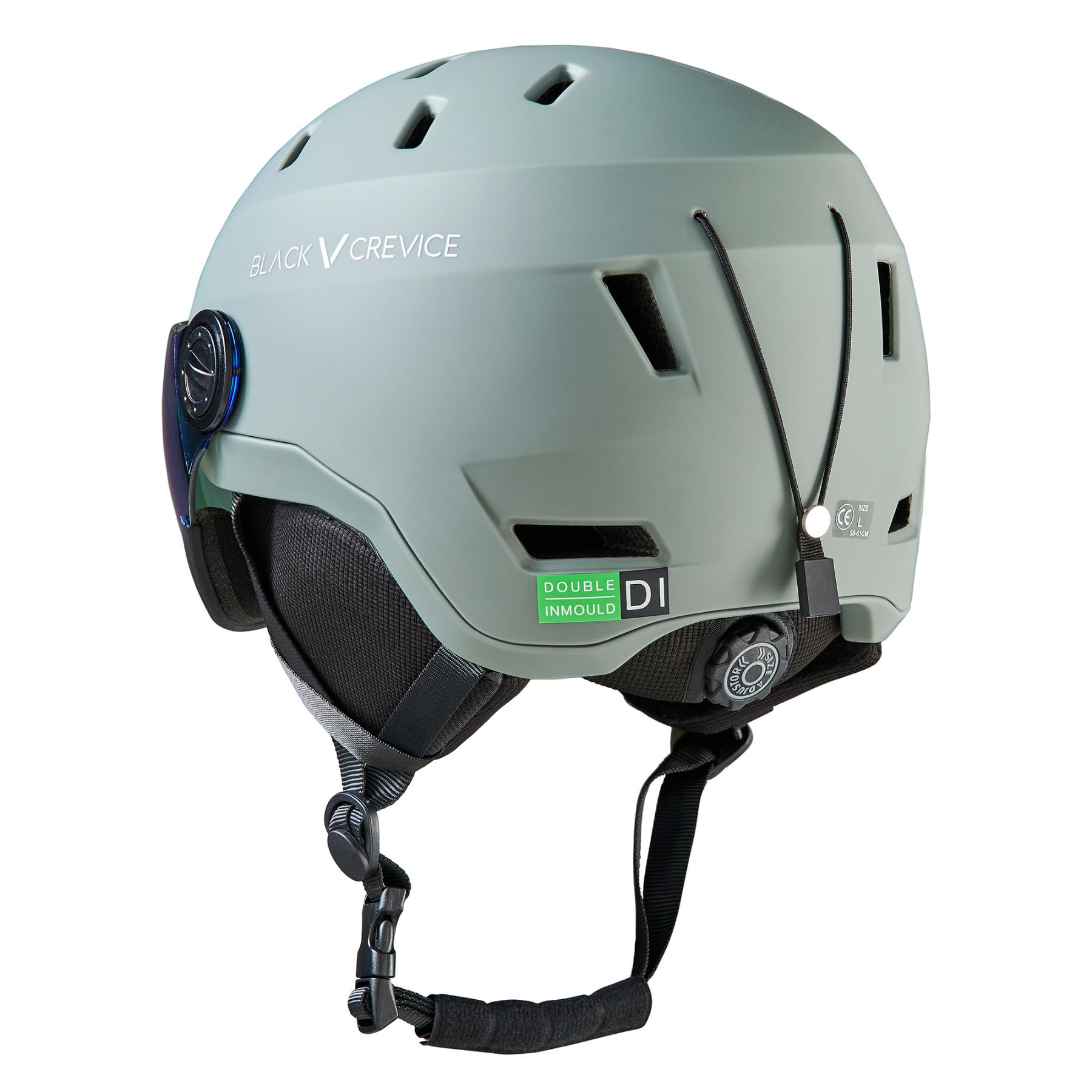 BLACK CREVICE Kask narciarski Wengen I kask narciarski z wizjerem z poliwęglanu, kask narciarski dla mężczyzn i kobiet, lekka technologia Double-Inmould, oddychający kask narciarski, regulowany