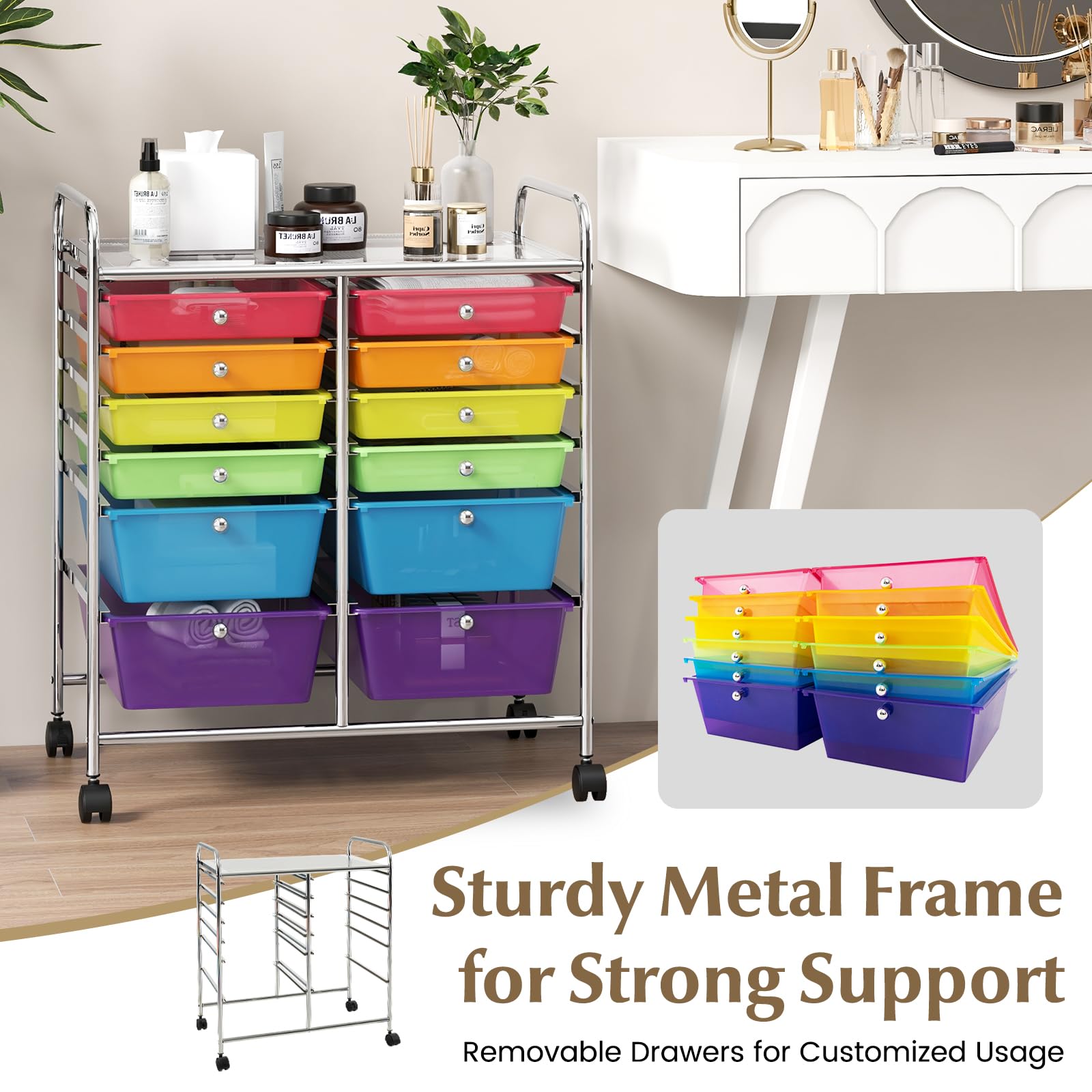Amazon.com: 12 Drawers Rolling Storage Cart, Multipurpose Storage