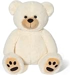 LotFancy 20 inch Nounours farcis animaux, Nounou en peluche douce, Jouet d'animaux farcies mignons avec des empreintes de pas, Cadeaux pour les enfants Bébés sur la douche de bébé, Anniversaire, Pâques, Couleur Tan
