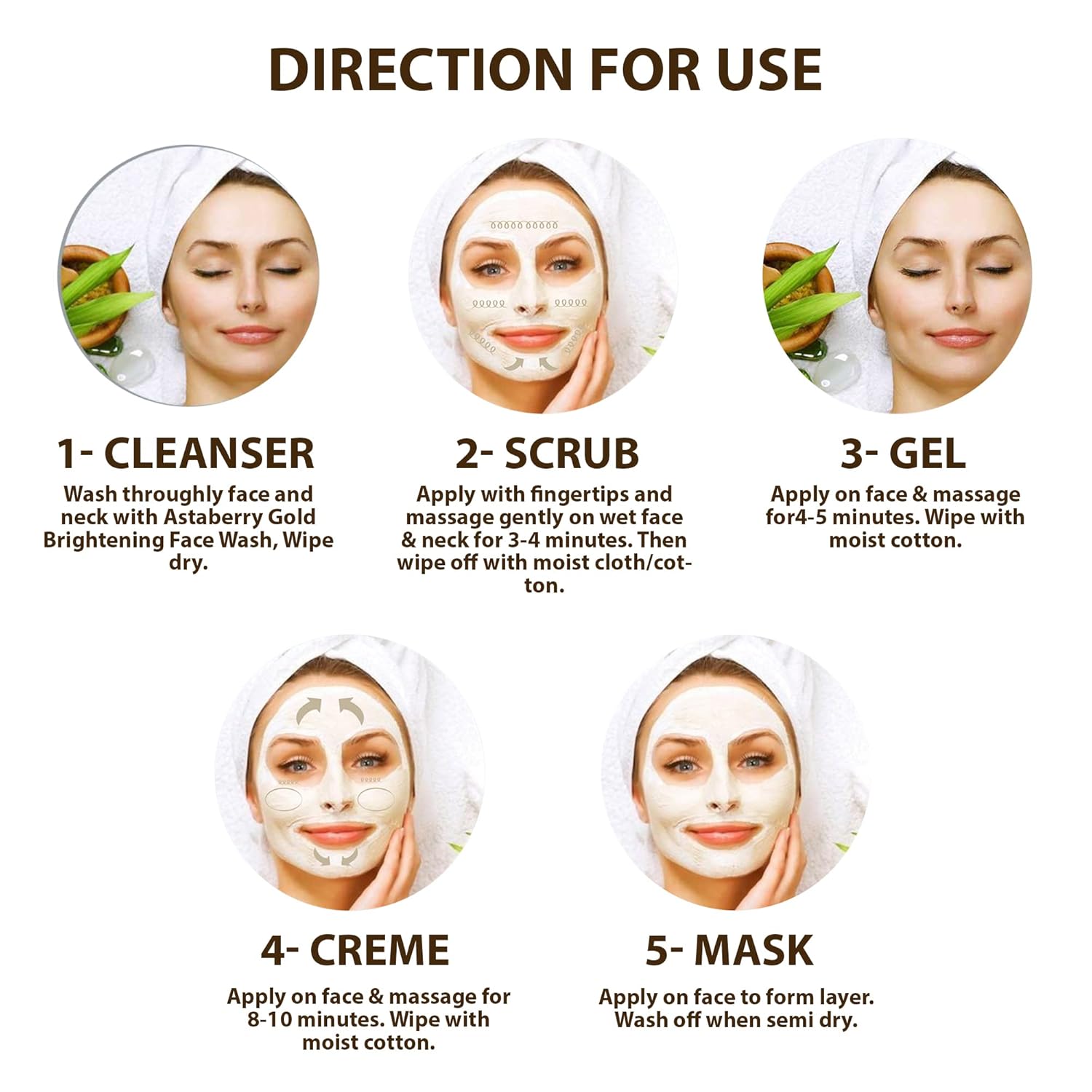 Astaberry Gold Mini Facial Kit for Skin Brightening- 5 Step Ultimate Glow | Skin radiant| Dark Spot | For Women | Removed blackheads | Removed blemishes - 100 gm