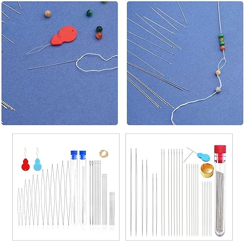 Miniatura 3 de Conjunto de abalorios ojo grande rebordear largo recto rebordear con dedal botellas de aguja de costura rebordear