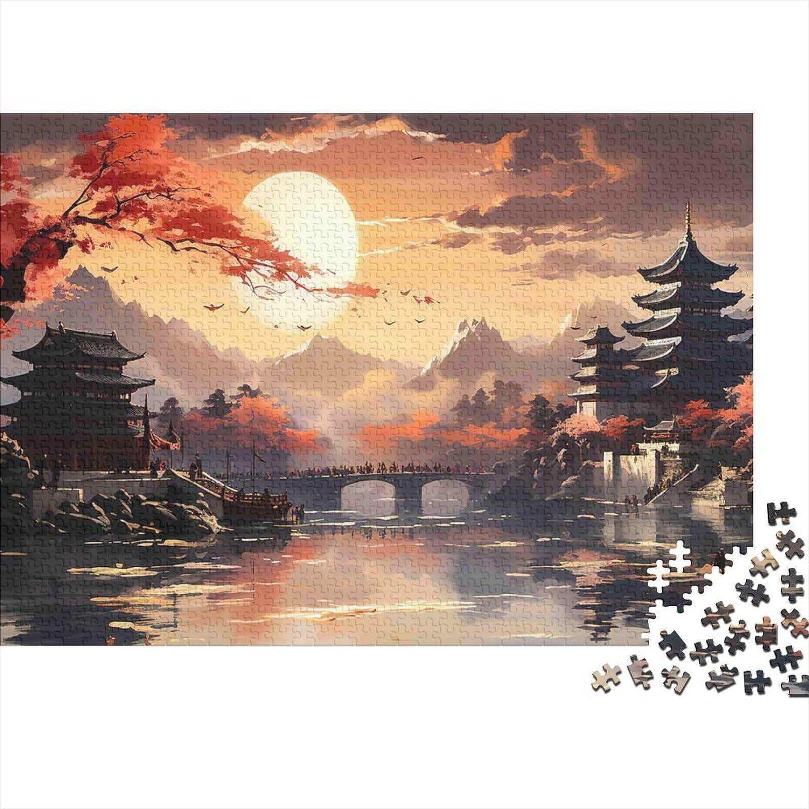 Ancient Chinese Landscape Jigsaw Puzzles Puzzle for Adults Kids. 1000 Pieces Great Gifts Challenge Toy Educational Games Home Decoration for Educational Games Gifts 38x26cm/1000pcs