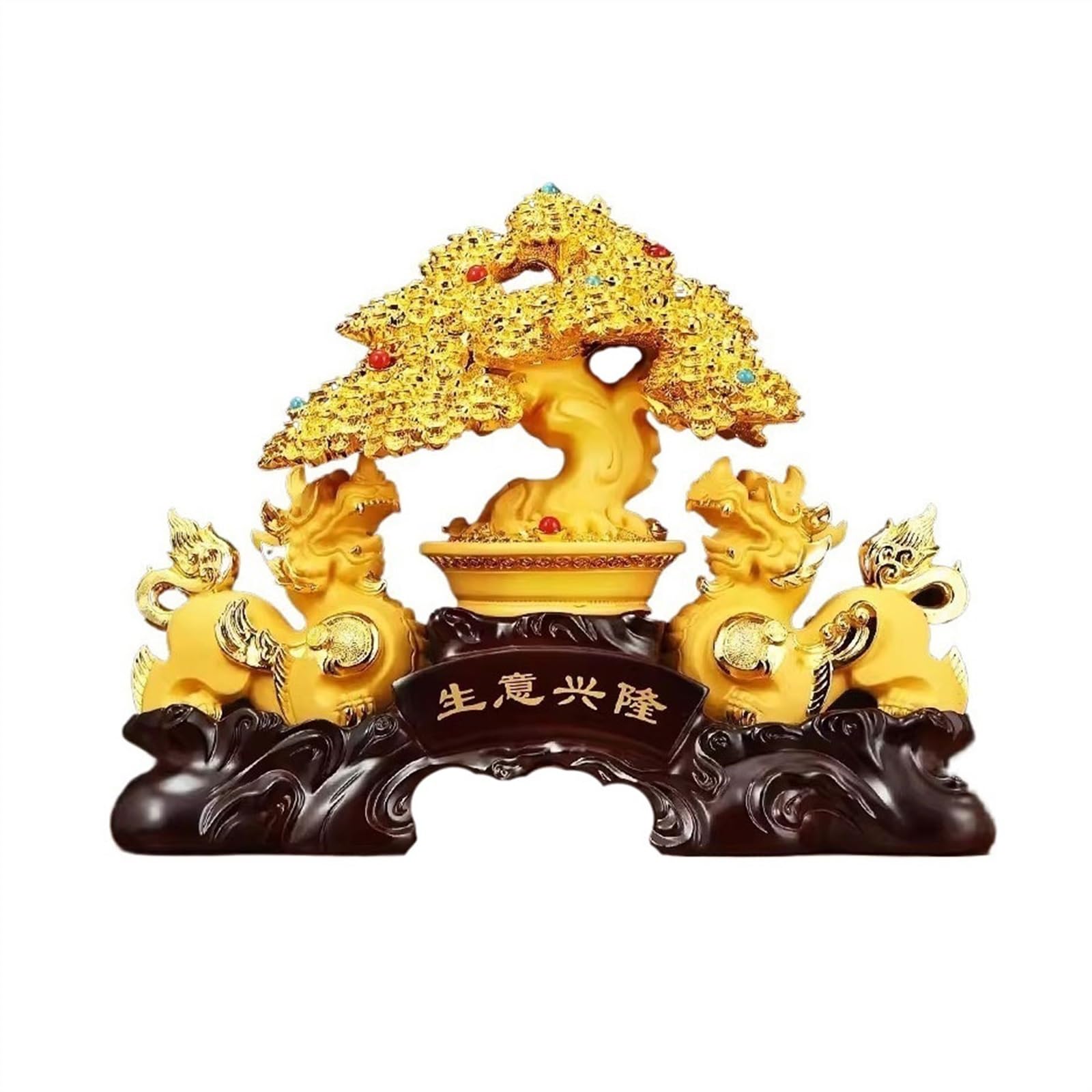 BHGFYXBS Buddha Statue/Buddha Figurines Lucky Feng Shui Wealth Pixiu Decorative Ornaments Hotel Store Tree Ornaments Entrance Desktop Decorations Feng Shui Statues,One Color-S