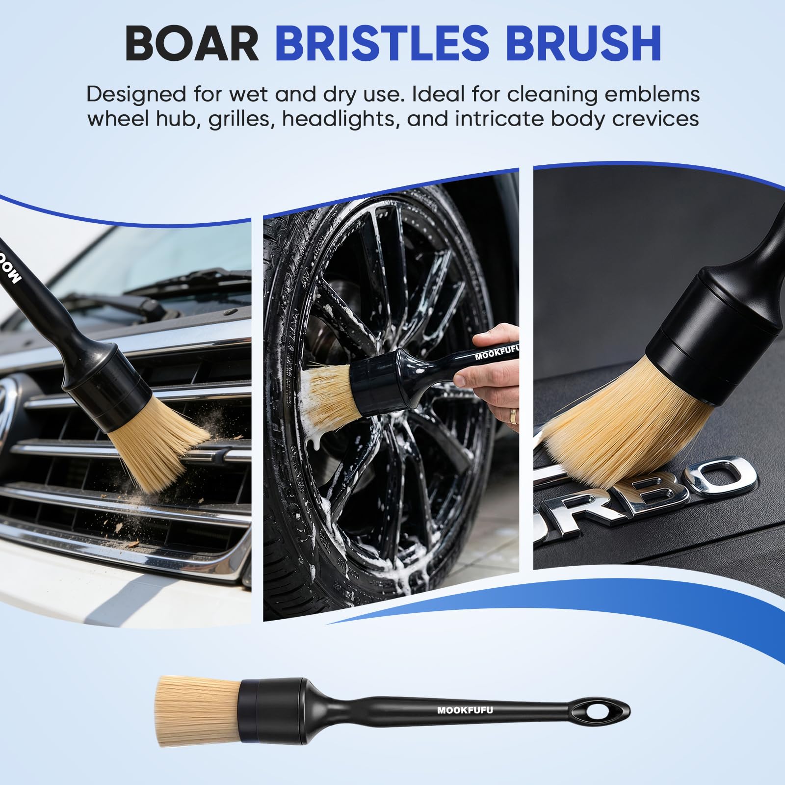 Car Detailing Brush Set - 6 Piece Interior Exterior Kit -4