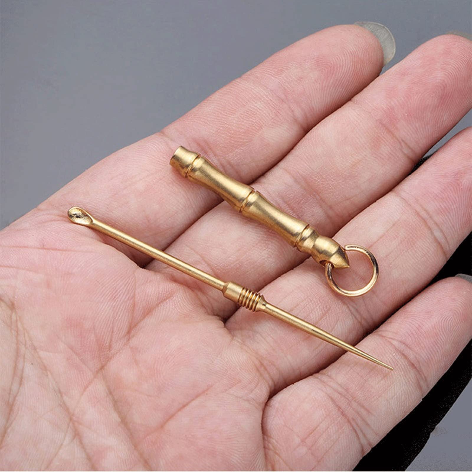 Produits d'élimination du cérumen Nettoyeur d'oreille Portable Cure-Oreille Amovible Lavable avec Porte-clés Double Cure-Dents en métal Cuil