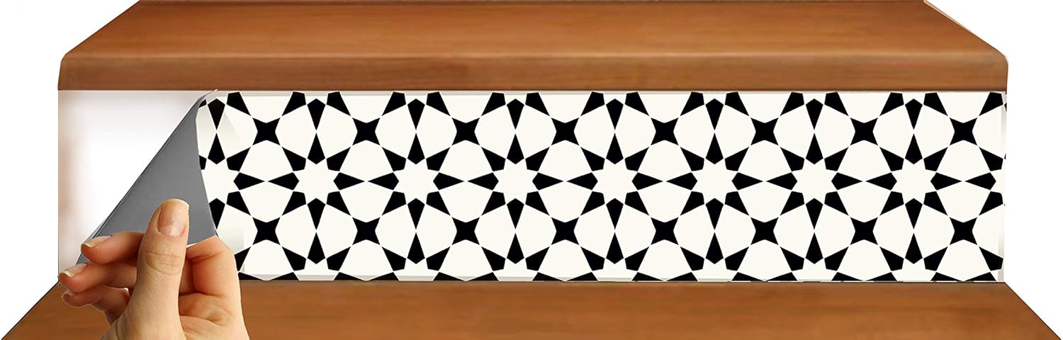 Super Big Clearance! Classicism Stair Riser Strip Peel and Stick Vinyl Decal Self-Adhesive Easy to Trim & Clean Repositionable Removable Waterproof DIY Murals for Stair Stickers Home Decor -Pack of 5 Strips (6.50 x 49)