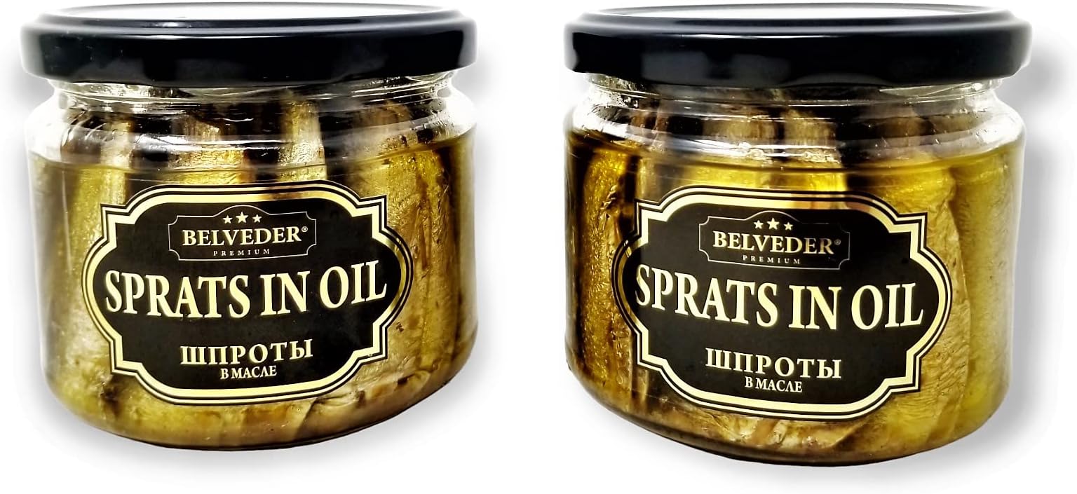 Belveder Smoked Sprats in Oil 250g, Kosher Product, Non GMO, Rich in Omega-3 Fatty Acid, Pack of 2
